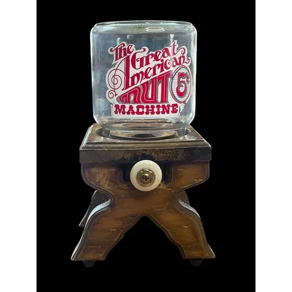 Vintage The Great American Wooden 5¢ Nut Dispenser Machine